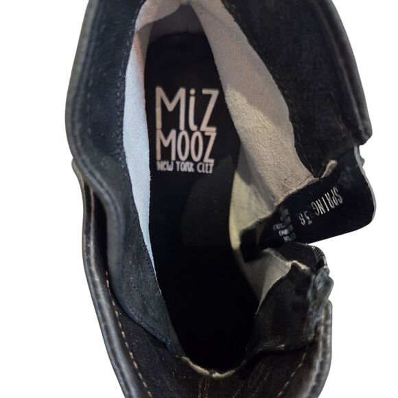 Miz Mooz Leather Black Ankle Boots Button Side Victorian Style Low Heel Sz 38 - Picture 7 of 9